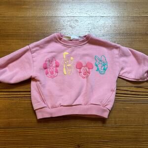 Zara Disney pink Minnie Mickey oversized crew sweatshirt SIZE 3-6M